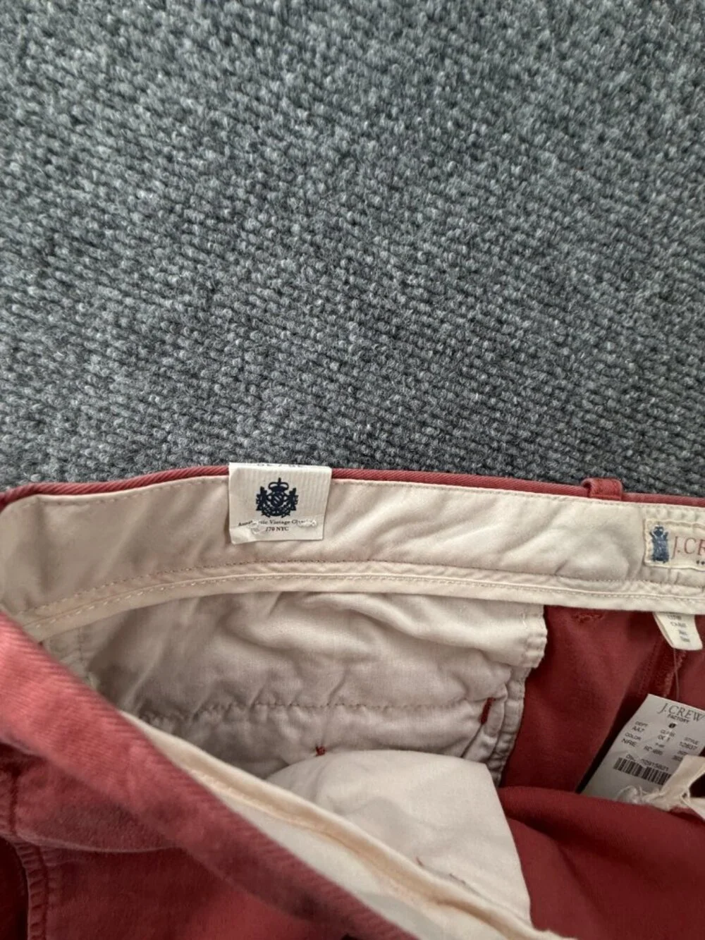 NWT J. Crew Factory Chino Pants 36x30 Red Classic Fit Slim Leg All Cotton Men